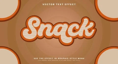 Snack 3D editable text effect Template Stock Illustration