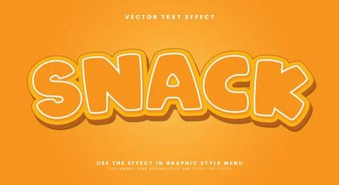 Snack 3d editable text effect template Stock Illustration