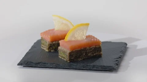 Snack Appetizer with Smoked Stock Footage 107442372