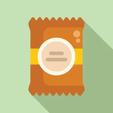 Snack bag icon flat vector. Cereal package food 库存插图