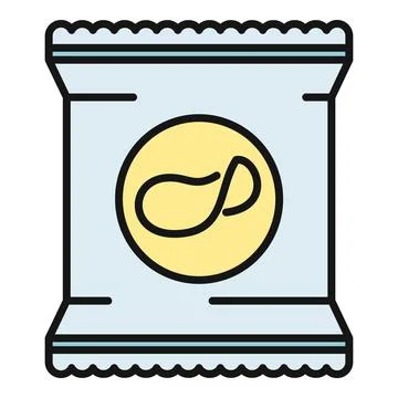 Snack bag icon with potato chips symbol Stock Illustration