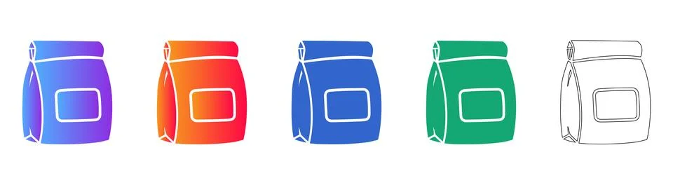 Snack Bag Pouch Vector Illustration Set Stock Illustration