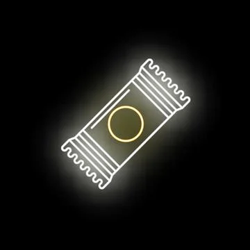 Snack bar candy wrapper glowing neon line icon Stock Illustration