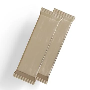 Snack bar packaging on white background, realistic texture, foil aluminium ( Illustrazione stock