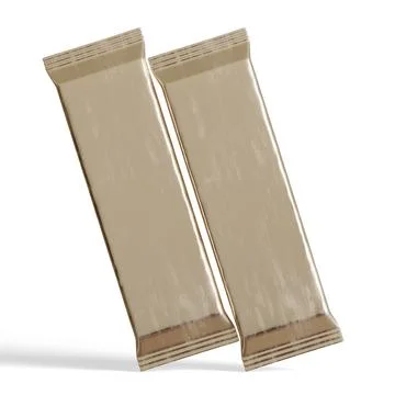 Snack bar packaging on white background, realistic texture, foil aluminium ( Illustrazione stock