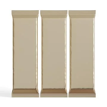 Snack bar packaging on white background, realistic texture, foil aluminium ( Illustrazione stock