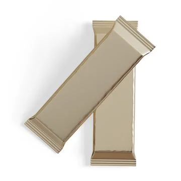 Snack bar packaging on white background, realistic texture, foil aluminium ( Ilustración de archivo