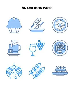 Snack Blue Bundle Icons Pack Stockillustratie
