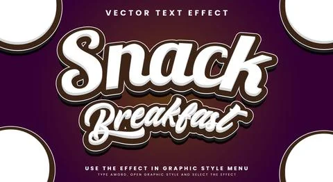 Snack Breakfast editable text effect template Stock Illustration