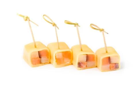 Snack canapes to the buffet on a white background Stock Photos