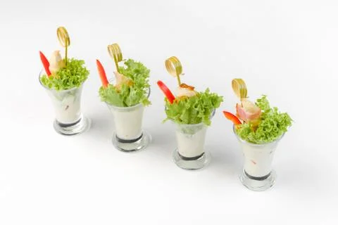 Snack canapes to buffet on a white background Stock Photos