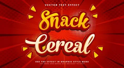 Snack cereal editable text effect Template Stock Illustration