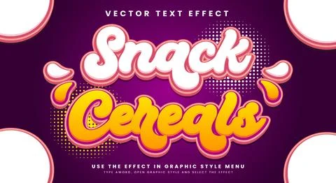 Snack Cereals 3D editable text effect Template Stock Illustration