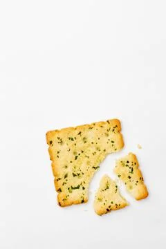 Snack concept, Clipping of vegetable crackers or biscuits isolated over white Stock Photos