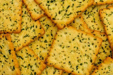 Snack concept, Stacking of vegetable crackers or crunchy biscuits as a backgr 스톡 사진
