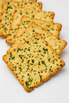 Snack concept, Vegetable crackers or biscuits are arranged and stacks isolate 스톡 사진
