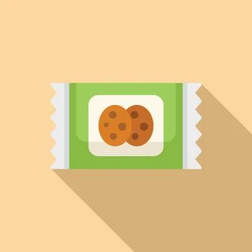 Snack cookies pack icon flat vector. Cereal food Illustrazione stock