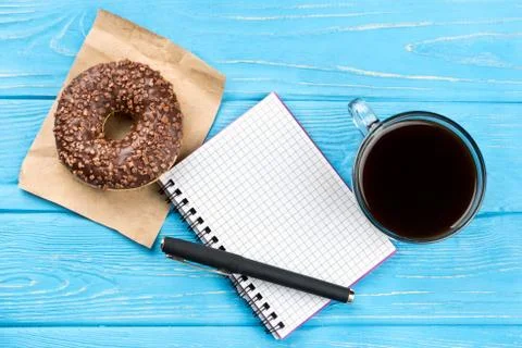 Snack donut with coffee Stock Photos