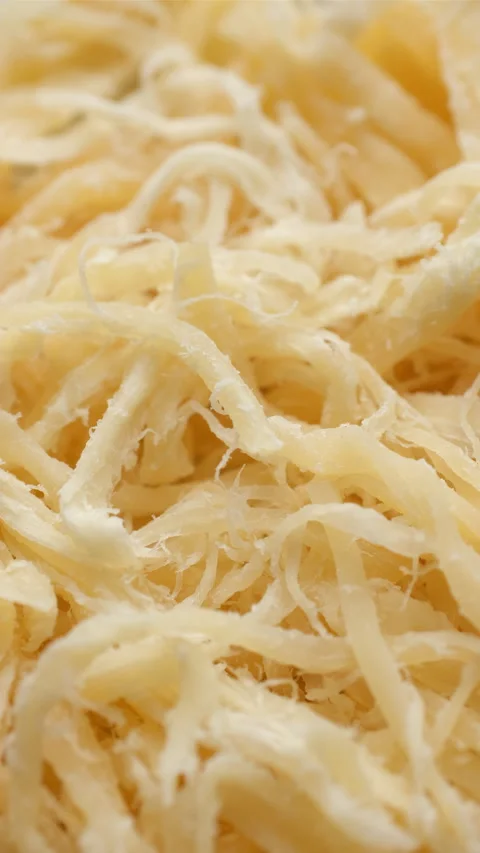 Snack dried shredded squid, rotation Stock Footage 276479707