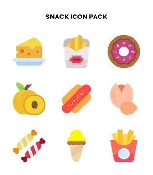 Snack Flat Bundle Icons Pack Stockillustratie