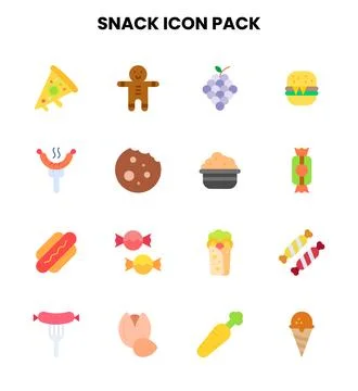 Snack Flat Design Icons Pack Stock Illustration