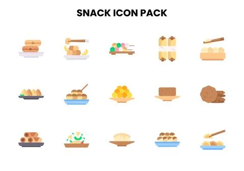 Snack Flat Scalable Icons Pack Stock Illustration