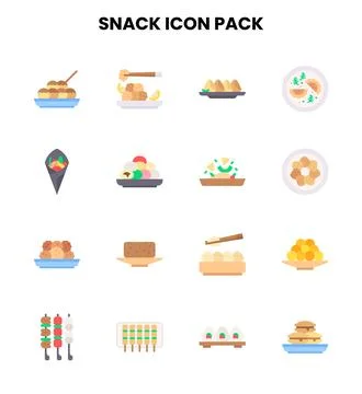 Snack Flat Scalable Icons Pack Stock Illustration