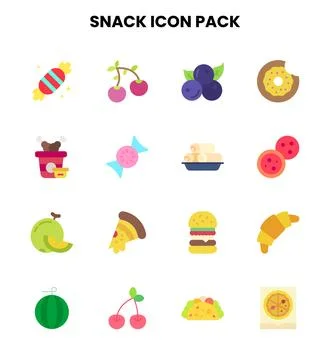 Snack Flat Set Icons Pack Illustrazione stock