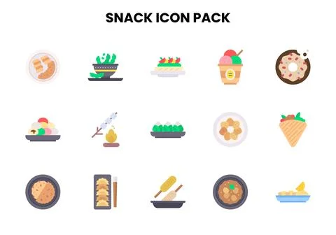 Snack Flat SVG Icons Pack Stock Illustration