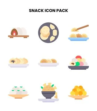 Snack Flat Vector Icons Pack Stock Illustration