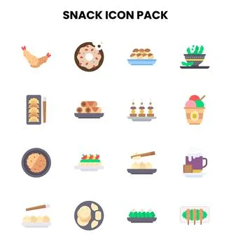 Snack Flat Vector Icons Pack Stock Illustration