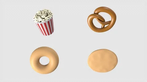 Snack food sprite element loop with alpha. These looping elements with an alpha Video stock 302282582