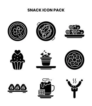 Snack Glyph Bundle Icons Pack Stockillustratie