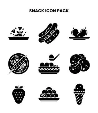 Snack Glyph Icons Pack Stockillustratie