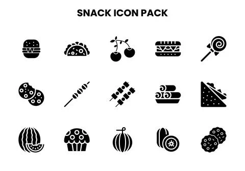 Snack Glyph UI Icons Pack Stock Illustration