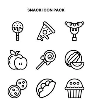 Snack Line Collection Icons Pack Stock Illustration