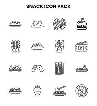 Snack Line Design Icons Pack Stock Illustration