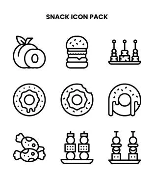 Snack Line Graphics Icons Pack 库存插图