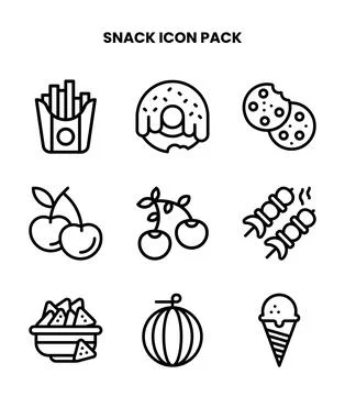 Snack Line Vector Icons Pack Stock Illustration