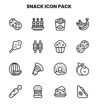 Snack Line Vector Icons Pack Stock Illustration