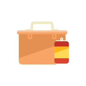 Snack lunch box icon flat vector. Dinner food 스톡 일러스트