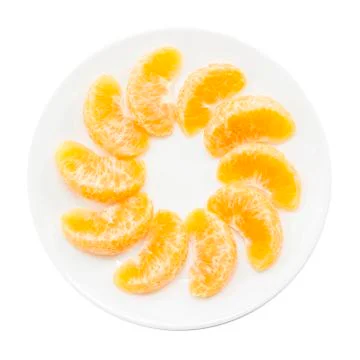 Snack orange segment tropical fruit on top view Stock Photos