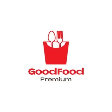 Snack pack with spoon fork logo design vector graphic symbol icon sign illu.. Illustrazione stock