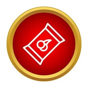 Snack package icon in red circle Stock Illustration