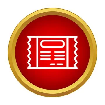 Snack packet icon on red and gold circle button Stock Illustration