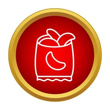 Snack potato chips bag red circle icon Stock Illustration