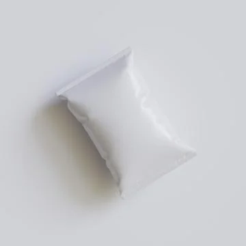 Snack pouch packaging white color on gray background for mockup collection ( Иллюстрация