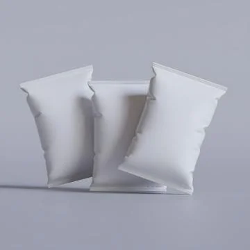 Snack pouch packaging white color on gray background for mockup collection ( Illustrazione stock