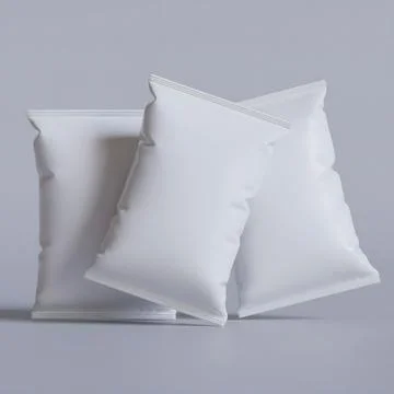 Snack pouch packaging white color on gray background for mockup collection ( Stock Illustration