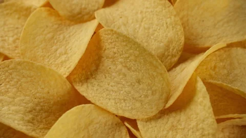 Snack salted potato chips close up, rotation 스톡 동영상 249868526